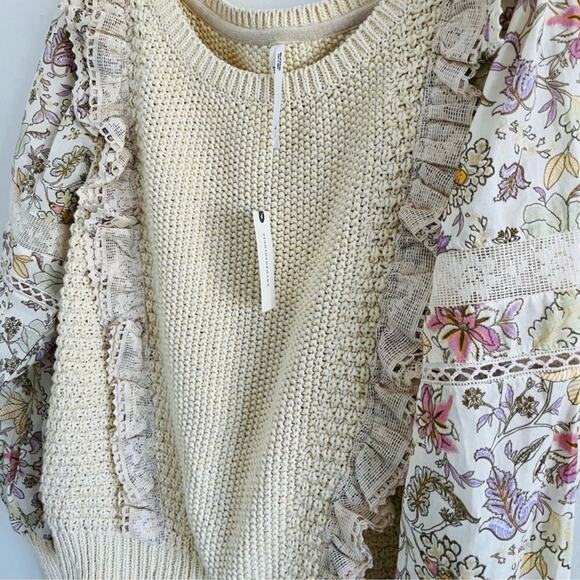 Anthropologie Printed Sleeve Ruffle Sweater, Size XL, New with Tag MSRP $168 - Picture 6 of 8